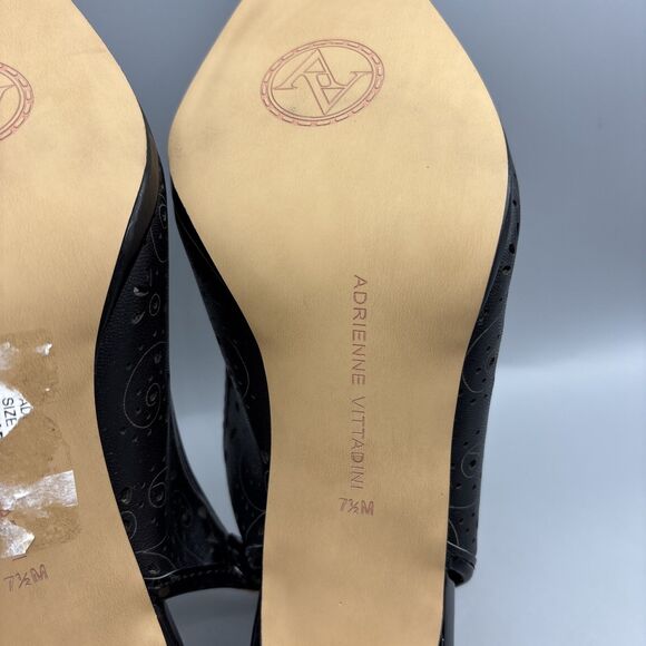 Adrienne Vittadini Pumps Women's Size 7.5 M Black Leather Jiante Ankle Strap - Picture 10 of 13